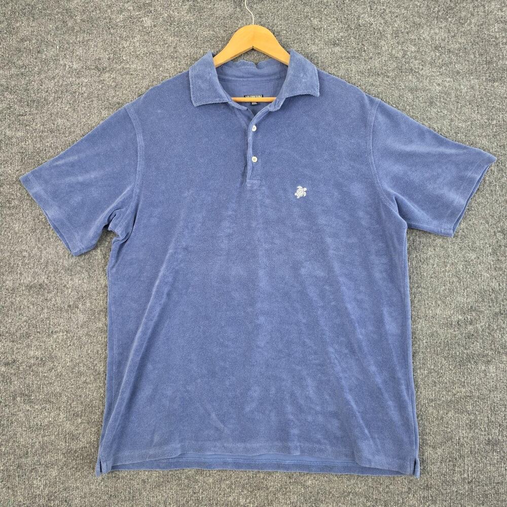 Vilebrequin Shirt Mens 3XL Terry Cloth Polo Blue Cotton Beach Resort Pool Cruise